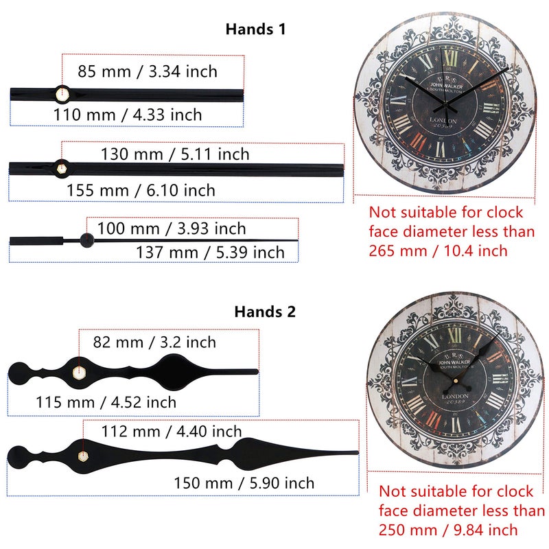 TIKROUND 12888 Quartz DIY Wall Clock Movement Mechanism Repair Parts Replacement Kit Sweep Silent Movement,13mm (1/2 Inch) Maximum Dial Thickness, 23mm (29/32 Inch) Total Shaft Length.(Black Hand) - Image 4
